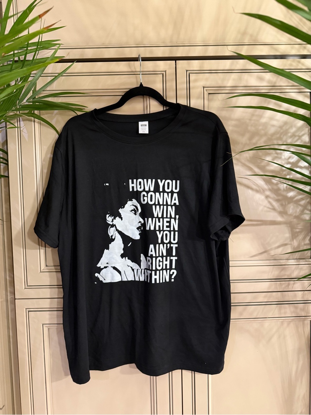 New Women’s Digi Print Black Graphic T-Shirt Tee Shirt Motivational affirmation